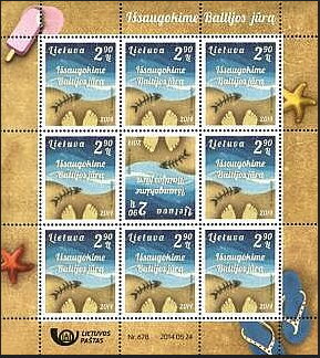 Mini Sheet, Protection of the Baltic Environment, Lithuania,  , Environment Protection, Starfish, Water