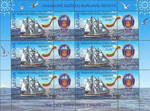 Mini Sheet, The Worldwide Regatta of Sailing Ships, Lithuania,  , Sailing, Sailing Ships, Seals (Emblems)