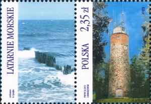 Stamp with Attached Label, KikutZf, Poland,  , Lighthouses