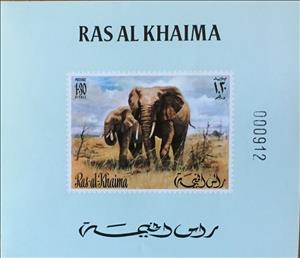 Souvenir Sheet, Elephants, Ras al Khaimah,  , Elephants