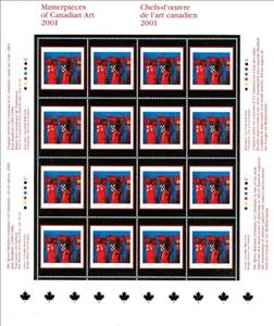 Booklet Pane, "The Space Between Columns #21 (Italian)" (Jack Shadbolt), Canada,  , Art, Painters, Paintings