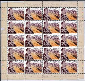 Full Pane, 50th Anniversary of Universal Declaration of Human Rights, Canada,  , Anniversaries and Jubilees, Famous People, Human Rights, Politicians, Seals (Emblems), U.N.O.