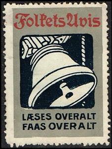 Stamp, Avis Folkets Avis Laeses Overalt Faas Overalt, Cinderellas,  , Bells, Newspapers