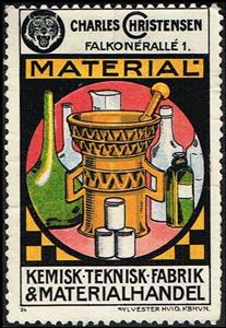 Stamp, Charles Christensen Material Kemisk Teknisk Fabrik And, Cinderellas,  , Advertisements, Chemical Industry, Factories, Industry