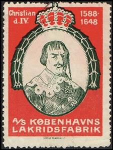Stamp, Christian D Iv 1588 1648 A S Koebenhavns Lakridsfabrik, Cinderellas,  , Candy, Kings
