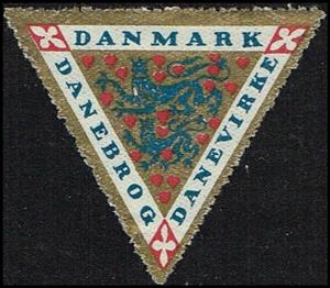 Stamp, Danebrog Danevirke Danmark, Cinderellas,  , Heraldic Animals, Triangle Stamps