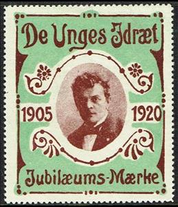 Stamp, De Unges Idraet 1905 1920 Jubilaeums Maerke, Cinderellas,  , Charity