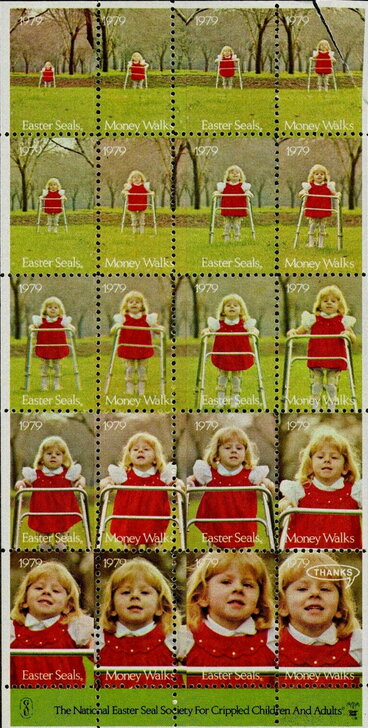 Easter Seals Money Walks 1979 Girl in a red dress with...