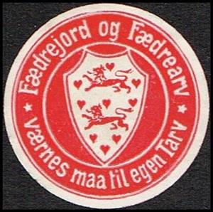 Stamp, Faedrejord Og Faedrearv Vaernes Maa Til Egen Tarv, Cinderellas,  , Coats of Arms, Round Stamps