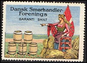 Stamp, Garanti Skilt Dansk Smoerhandlerforening, Cinderellas,  , Crops, Flags, Organizations, Trade, Women