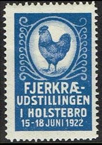 Stamp, Holstebro Fjerkrae Udstillingen 29 Maj 1 Juni Tynd Thin Dunn, Cinderellas,  , Expositions, Roosters and Chickens