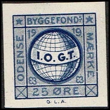 I O G T Odense Byggefonds Maerke 25 Oere Imperforated