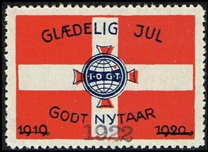 Stamp, I O G T On Danish Flag International Order Of Good Templars, Cinderellas,  , Flags, Organizations