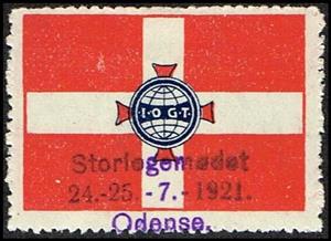 Stamp, I O G T Storlogemoedet 24 25 7 1921 Odense, Cinderellas,  , Flags, Organizations