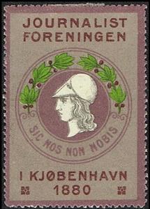 Stamp, Journalist Foreningen I Kjoebenhavn 1880 Sic Nos Non Nobis, Cinderellas,  , Gods and goddesses, Journalists, Organizations