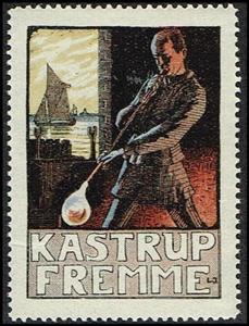 Stamp, Kastrup Fremme, Cinderellas,  , Advertisements, Glass and Earthenware