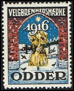 Stamp, Odder Velgoerenhedsmaerke 1916 Overprinted 1921, Cinderellas,  