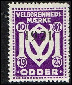 Stamp, Odder Velgoerenhedsmaerke 1920 10 Oere Overprinted 1921, Cinderellas,  