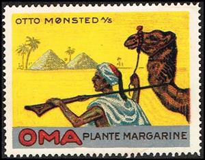 Stamp, Otto Moensted A S Oma Plantemargarine Camel, Cinderellas,  , Camels, Food