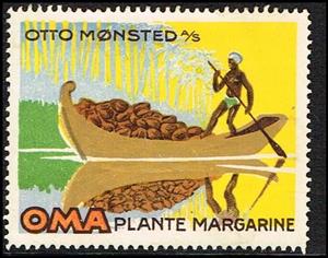 Stamp, Otto Moensted A S Oma Plantemargarine Canoe, Cinderellas,  , Canoeing, Crops, Food