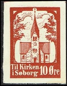 Stamp, Til Kirken I Soeborg 10 Oere, Cinderellas,  , Charity, Churches - Cathedrals - Basilicas - Chapels
