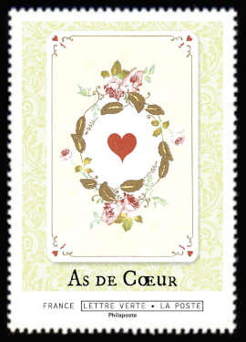 Stamp, Ace of Hearts, France,  , Playing Cards