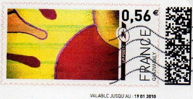 Stamp, Abstract art in red and yellow, France,  , Art