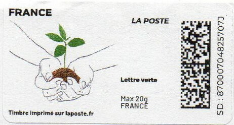 Stamp, Hands Holding a Sapling, France,  , Environment Protection, Hands, Plants (Flora)
