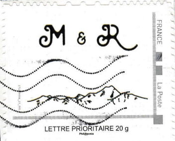 Stamp, M & R over mountains, France,  , Mountains
