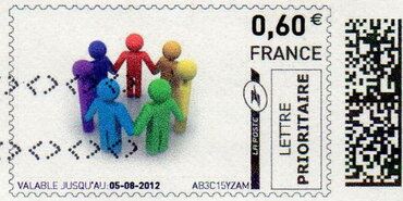 Meeting. Seven coloured figures