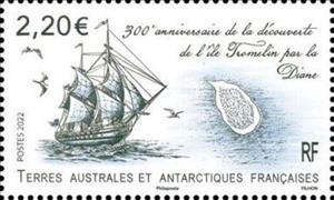 Stamp, Discovery of Tromelin Island, Bicentenary, French Southern and Antarctic Lands (TAAF),  , Maps, Sailing Ships