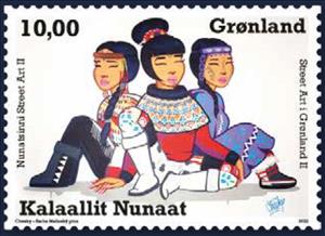 Stamp, Three Sisters, by Sacha Malinsky, Greenland,  , Art