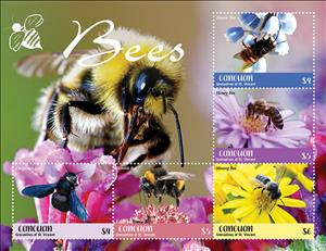 Mini Sheet, Bees, Grenadines of St. Vincent, Canouan,  , Animals (Fauna), Bees, Insects
