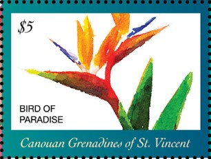 Stamp, Bird of Paradise, Grenadines of St. Vincent, Canouan,  , Flowers, Plants (Flora)