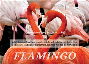 Souvenir Sheet, Flamingo, Grenadines of St. Vincent, Canouan,  , Animals (Fauna), Birds, Flamingos
