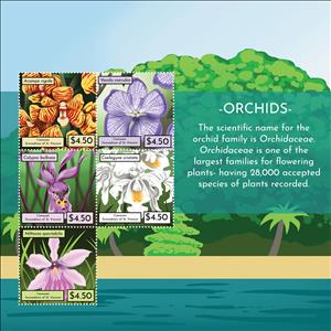 Mini Sheet, Orchids, Grenadines of St. Vincent, Canouan,  , Flowers, Orchids, Plants (Flora)