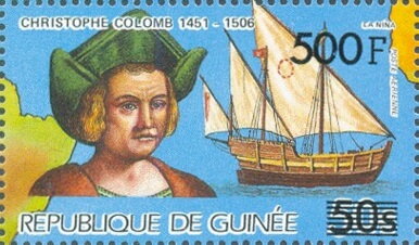 Christopher Columbus (1451-1506), La Niña, surcharged