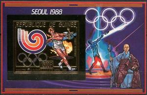 Souvenir Sheet, Discus throwing, Guinea,  , Discus-throwing, Olympic Games, Sports
