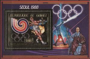 Souvenir Sheet, Discus throwing, Guinea,  , Discus-throwing, Olympic Games, Sports
