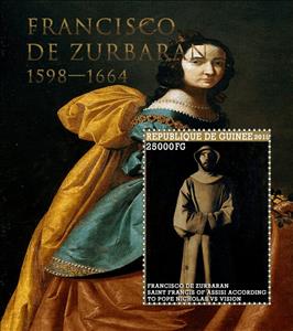 Souvenir Sheet, Art Francisco Zurbaran, Guinea,  