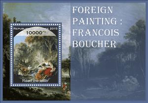 Souvenir Sheet, Art Francois Boucher, Guinea,  