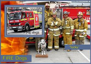 Souvenir Sheet, Fauna Firedogs, Guinea,  
