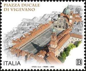 Stamp, Piazza Ducale of Vigevano, Italy,  , Townscapes / City Views