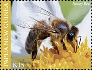 Stamp, Honeybee (Apis sp.), Papua New Guinea,  , Bees, Insects