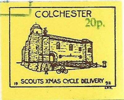 Building with cyclist passing in front