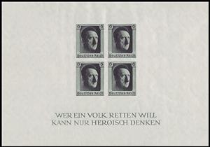 Souvenir Sheet, Adolf Hitler (1889-1945), Chancellor, Austria,  , Dictators, Famous People, Heads of State, Men, Second World War