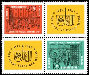 Se-tenant, Leipzig Spring Fair, Germany, Democratic Republic,  