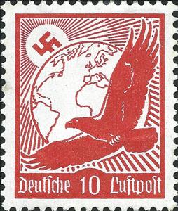 Stamp, Golden Eagle and globe, Austria,  , Animals (Fauna), Birds, Birds of Prey, Coats of Arms, Eagles, Globes, Symbols