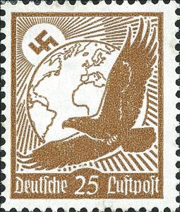 Stamp, Golden Eagle and globe, Austria,  , Animals (Fauna), Birds, Birds of Prey, Coats of Arms, Eagles, Globes, Symbols