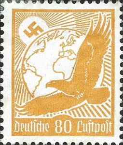 Stamp, Golden Eagle and globe, Austria,  , Animals (Fauna), Birds, Birds of Prey, Coats of Arms, Eagles, Globes, Symbols